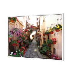 Floral Alley In Italy Canvas Art -WALL ART DESGIN SALE floral alley in italy canvas art 45x30cm white frame 400602