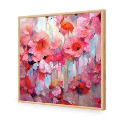 Flower Pop -WALL ART DESGIN SALE flower pop acrylic glass no border oak frame 37x37cm 714896