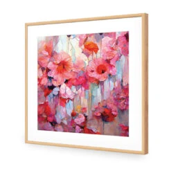 Flower Pop -WALL ART DESGIN SALE flower pop acrylic glass with border oak frame 37x37cm 933947