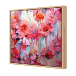 Flower Pop -WALL ART DESGIN SALE flower pop canvas oak floating frame 37x37cm 492215