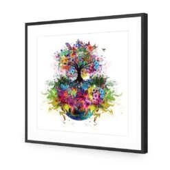 Flower Power, Square Acrylic Print Art -WALL ART DESGIN SALE flower power square acrylic print art with border black frame 37x37cm 294860
