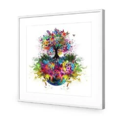 Flower Power, Square Acrylic Print Art -WALL ART DESGIN SALE flower power square acrylic print art with border white frame 37x37cm 281566