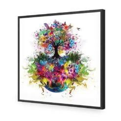 Flower Power, Square Acrylic Print Art -WALL ART DESGIN SALE flower power square acrylic print art without border black frame 37x37cm 885753
