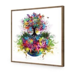 Flower Power, Square Acrylic Print Art -WALL ART DESGIN SALE flower power square acrylic print art without border natural frame 37x37cm 189993