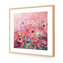 Flower Rain -WALL ART DESGIN SALE flower rain acrylic glass with border oak frame 37x37cm 301517
