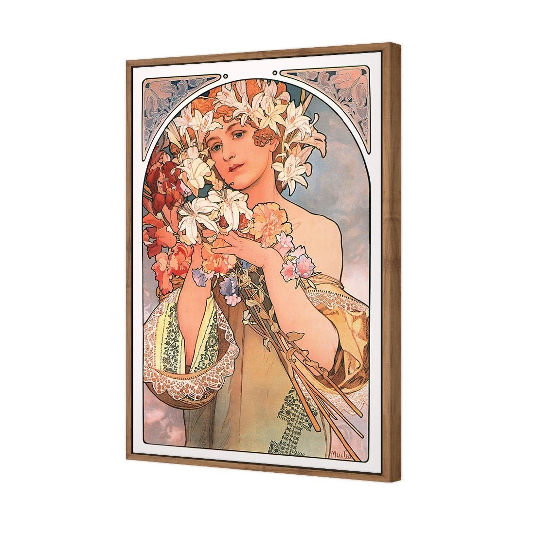 Flowers By Alphonse Mucha Flowers By Alphonse Mucha -WALL ART DESGIN SALE flowers by alphonse mucha canvas natural floating frame 45x30cm 599679