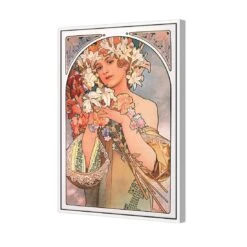 Flowers By Alphonse Mucha 6 Flowers By Alphonse Mucha -WALL ART DESGIN SALE flowers by alphonse mucha canvas white floating frame 45x30cm 548312