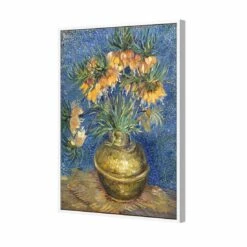 Flowers In Copper Vase By Van Gogh Canvas Art -WALL ART DESGIN SALE flowers in copper vase by van gogh canvas art 45x30cm white frame 268908