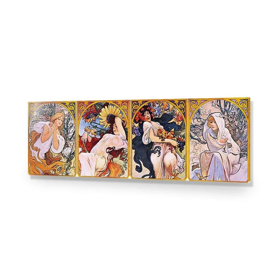 Four Seasons By Alphonse Mucha Four Seasons By Alphonse Mucha -WALL ART DESGIN SALE four seasons by alphonse mucha acrylic glass no border no frame 90x30cm 259048