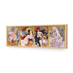 Four Seasons By Alphonse Mucha 17 Four Seasons By Alphonse Mucha -WALL ART DESGIN SALE four seasons by alphonse mucha acrylic glass no border oak frame 90x30cm 665973