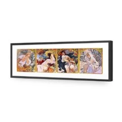 Four Seasons By Alphonse Mucha 10 Four Seasons By Alphonse Mucha -WALL ART DESGIN SALE four seasons by alphonse mucha acrylic glass with border black frame 90x30cm 543214