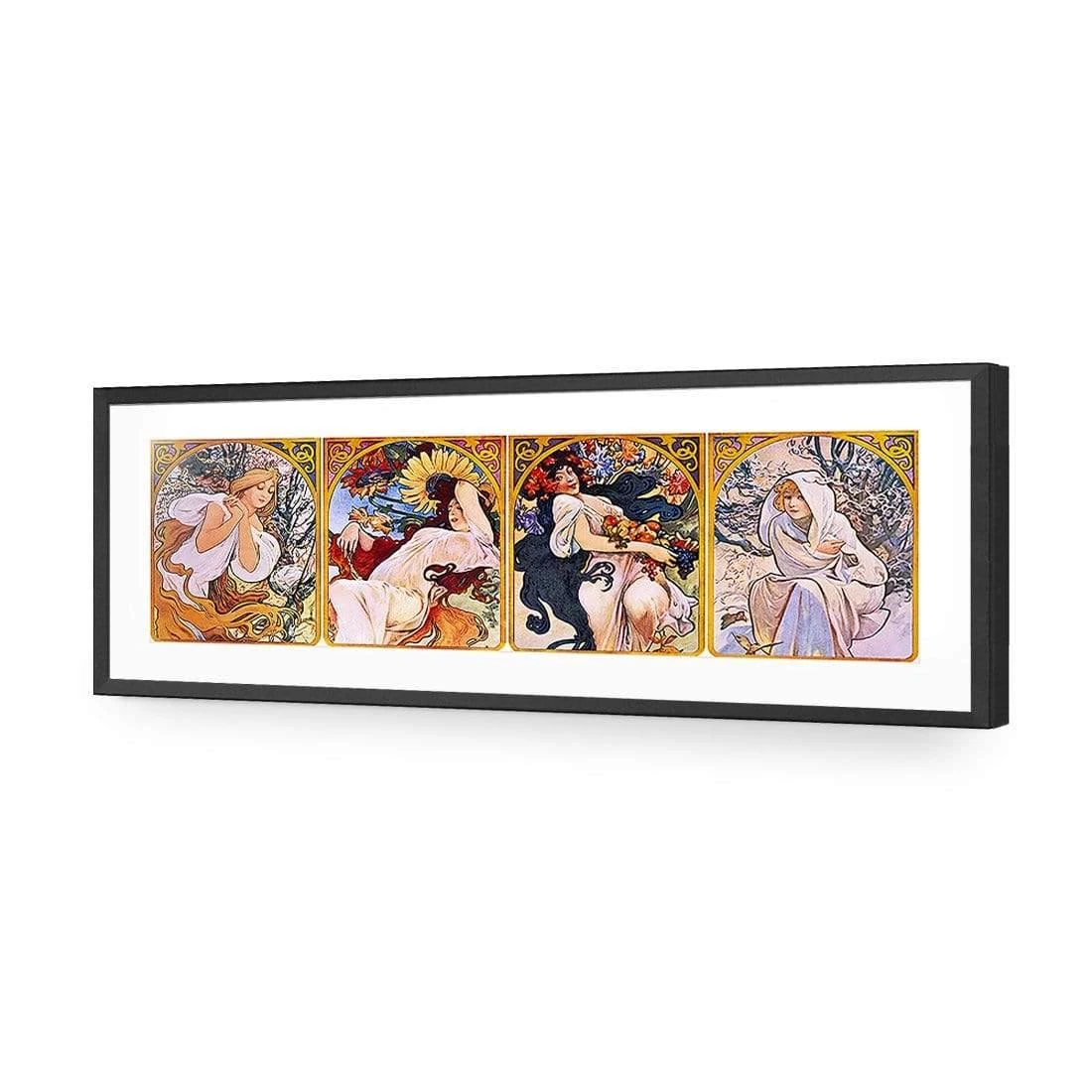 Four Seasons By Alphonse Mucha Four Seasons By Alphonse Mucha -WALL ART DESGIN SALE four seasons by alphonse mucha acrylic glass with border black frame 90x30cm 543214