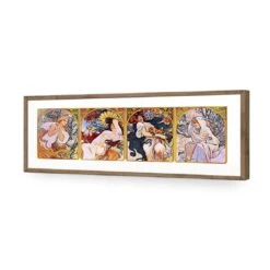 Four Seasons By Alphonse Mucha 13 Four Seasons By Alphonse Mucha -WALL ART DESGIN SALE four seasons by alphonse mucha acrylic glass with border natural frame 90x30cm 895713