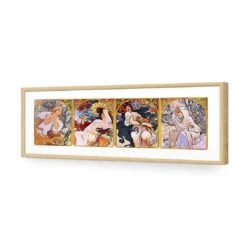 Four Seasons By Alphonse Mucha 12 Four Seasons By Alphonse Mucha -WALL ART DESGIN SALE four seasons by alphonse mucha acrylic glass with border oak frame 90x30cm 729035