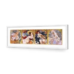 Four Seasons By Alphonse Mucha 11 Four Seasons By Alphonse Mucha -WALL ART DESGIN SALE four seasons by alphonse mucha acrylic glass with border white frame 90x30cm 711109