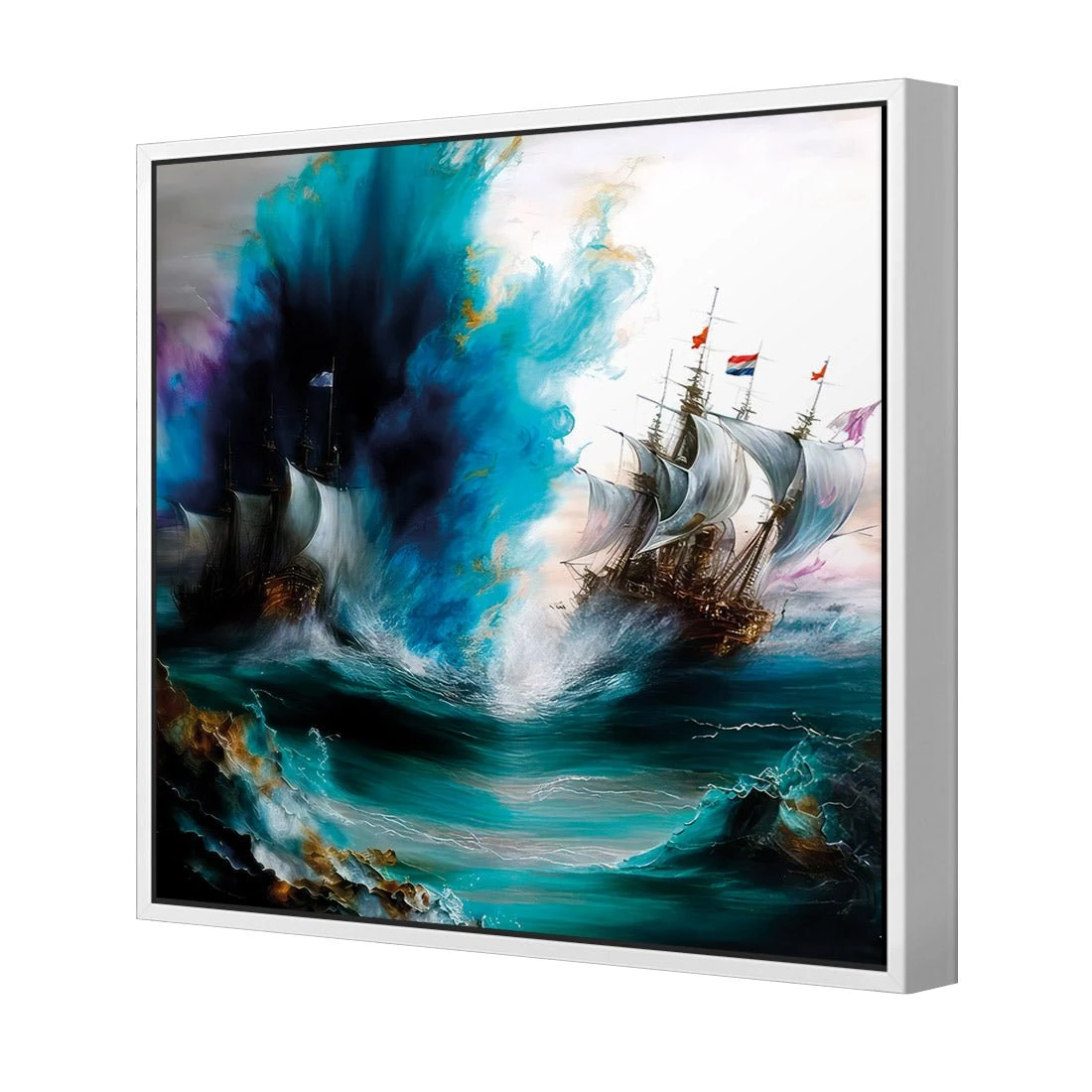 Ghost Ship III Ghost Ship III -WALL ART DESGIN SALE ghost ship iii canvas white frame 37x37cm 483544