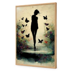 Girl With Butterflies II 17 Girl With Butterflies II -WALL ART DESGIN SALE girl with butterflies ii acrylic glass no border oak frame 45x30cm 602208