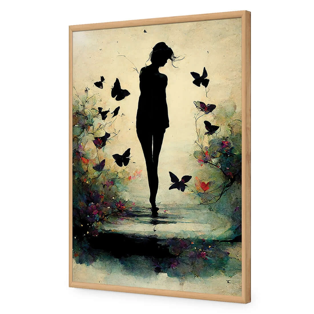 Girl with Butterflies II Girl With Butterflies II -WALL ART DESGIN SALE girl with butterflies ii acrylic glass no border oak frame 45x30cm 602208