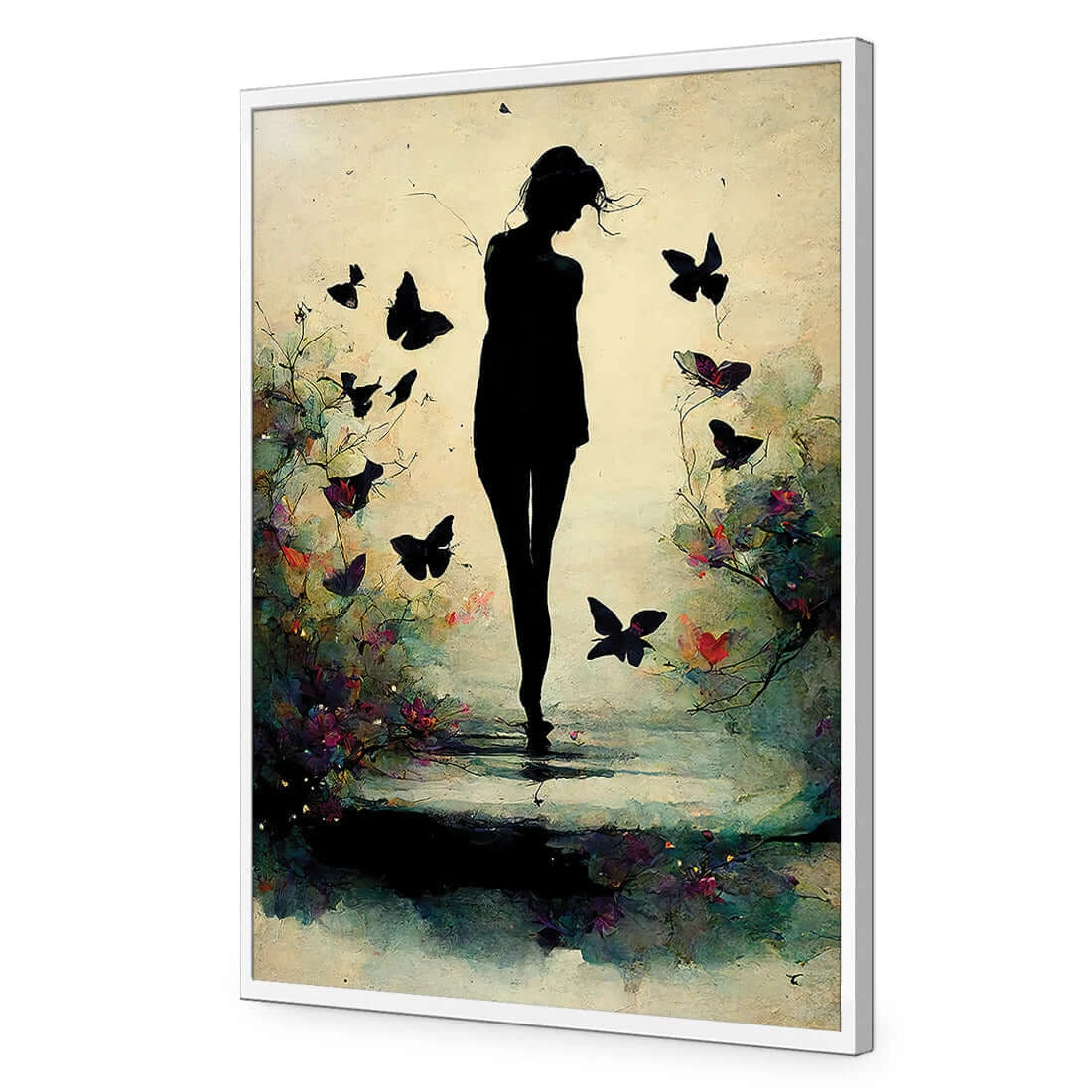 Girl with Butterflies II Girl With Butterflies II -WALL ART DESGIN SALE girl with butterflies ii acrylic glass no border white frame 45x30cm 414688