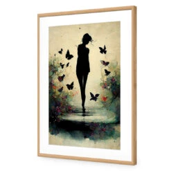 Girl With Butterflies II 12 Girl With Butterflies II -WALL ART DESGIN SALE girl with butterflies ii acrylic glass with border oak frame 45x30cm 825095