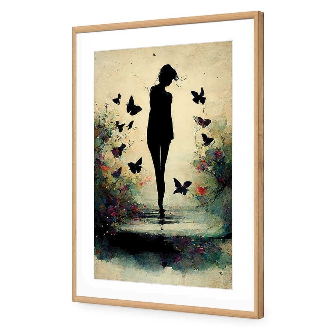 Girl with Butterflies II Girl With Butterflies II -WALL ART DESGIN SALE girl with butterflies ii acrylic glass with border oak frame 45x30cm 825095
