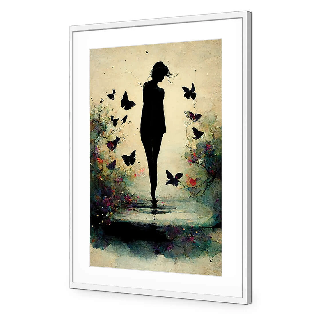 Girl with Butterflies II Girl With Butterflies II -WALL ART DESGIN SALE girl with butterflies ii acrylic glass with border white frame 45x30cm 765803