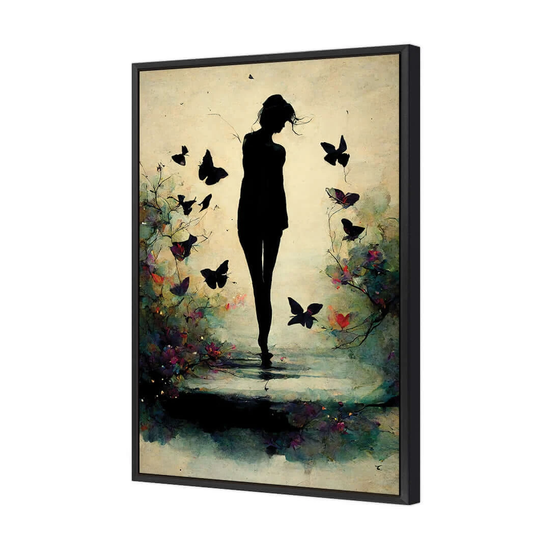 Girl with Butterflies II Girl With Butterflies II -WALL ART DESGIN SALE girl with butterflies ii canvas black floating frame 45x30cm 974586