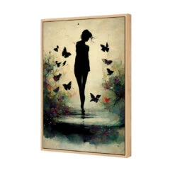 Girl With Butterflies II 6 Girl With Butterflies II -WALL ART DESGIN SALE girl with butterflies ii canvas oak floating frame 45x30cm 311411