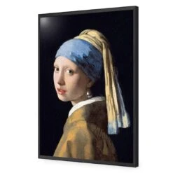Girl With Pearl Earring By Vermeer -WALL ART DESGIN SALE girl with pearl earring by vermeer acrylic glass no border black frame 45x30cm 214578