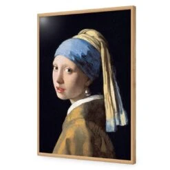 Girl With Pearl Earring By Vermeer -WALL ART DESGIN SALE girl with pearl earring by vermeer acrylic glass no border oak frame 45x30cm 592186