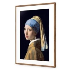Girl With Pearl Earring By Vermeer -WALL ART DESGIN SALE girl with pearl earring by vermeer acrylic glass with border natural frame 45x30cm 211582