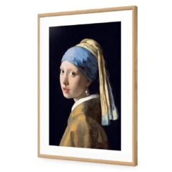 Girl With Pearl Earring By Vermeer -WALL ART DESGIN SALE girl with pearl earring by vermeer acrylic glass with border oak frame 45x30cm 683500
