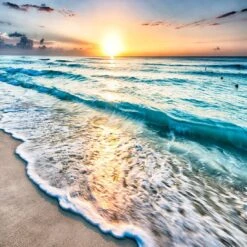 Glimmering Sunrise, Square Acrylic Print Art