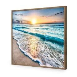 Glimmering Sunrise, Square Acrylic Print Art -WALL ART DESGIN SALE glimmering sunrise square acrylic print art without border natural frame 37x37cm 189016
