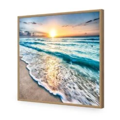 Glimmering Sunrise, Square Acrylic Print Art -WALL ART DESGIN SALE glimmering sunrise square acrylic print art without border oak frame 37x37cm 512875
