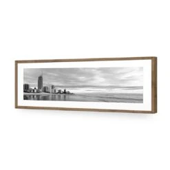Gold Coast Panoramic, Black And White (long) 13 Gold Coast Panoramic, Black And White (long) -WALL ART DESGIN SALE gold coast panoramic black and white long acrylic glass with border natural frame 90x30cm 787644