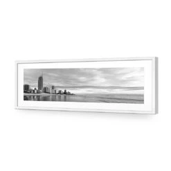 Gold Coast Panoramic, Black And White (long) 11 Gold Coast Panoramic, Black And White (long) -WALL ART DESGIN SALE gold coast panoramic black and white long acrylic glass with border white frame 90x30cm 301363