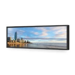 Gold Coast Panoramic (long) -WALL ART DESGIN SALE gold coast panoramic long acrylic glass no border black frame 90x30cm 701218