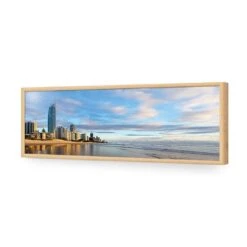 Gold Coast Panoramic (long) -WALL ART DESGIN SALE gold coast panoramic long acrylic glass no border oak frame 90x30cm 964312
