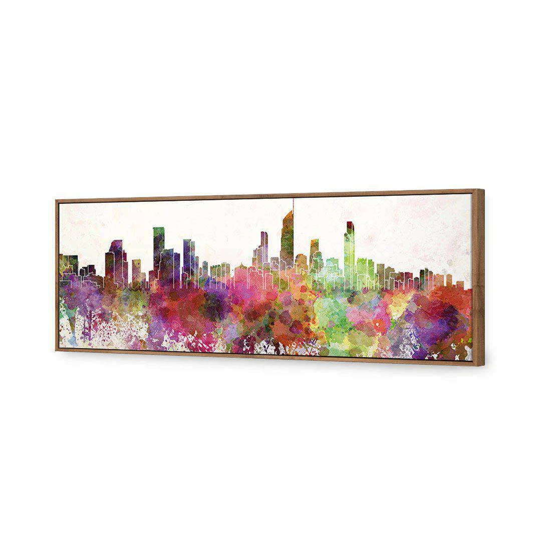 Gold Coast Skyline Watercolour Canvas Art Gold Coast Skyline Watercolour Canvas Art -WALL ART DESGIN SALE gold coast skyline watercolour canvas art 60x20cm natural frame 159015