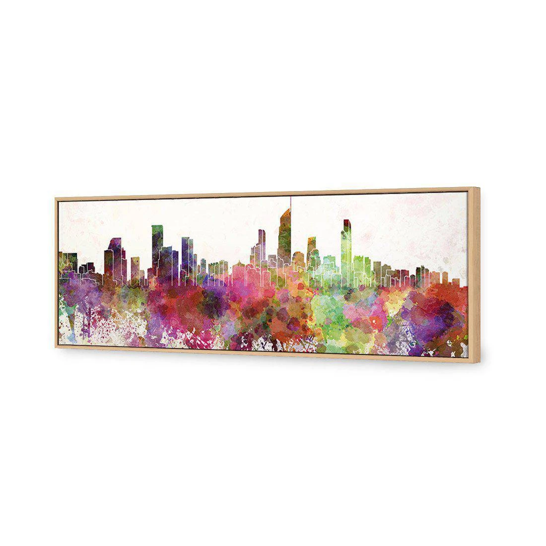 Gold Coast Skyline Watercolour Canvas Art Gold Coast Skyline Watercolour Canvas Art -WALL ART DESGIN SALE gold coast skyline watercolour canvas art 60x20cm oak frame 694330