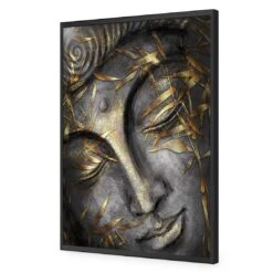 Gold Leafed Buddha I -WALL ART DESGIN SALE gold leafed buddha 1 acrylic glass no border black frame 45x30cm 293912