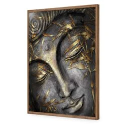 Gold Leafed Buddha I -WALL ART DESGIN SALE gold leafed buddha 1 acrylic glass no border natural frame 45x30cm 141772