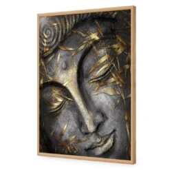 Gold Leafed Buddha I -WALL ART DESGIN SALE gold leafed buddha 1 acrylic glass no border oak frame 45x30cm 857923