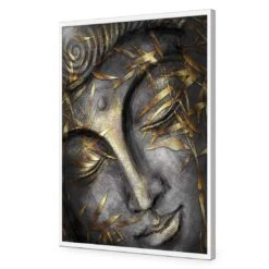 Gold Leafed Buddha I -WALL ART DESGIN SALE gold leafed buddha 1 acrylic glass no border white frame 45x30cm 814071