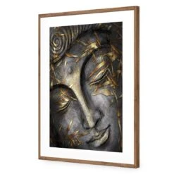 Gold Leafed Buddha I -WALL ART DESGIN SALE gold leafed buddha 1 acrylic glass with border natural frame 45x30cm 786859