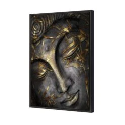 Gold Leafed Buddha I -WALL ART DESGIN SALE gold leafed buddha 1 canvas black floating frame 45x30cm 302351