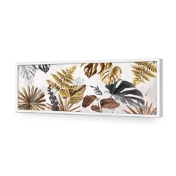 Golden Jungle (Long) -WALL ART DESGIN SALE golden jungle long acrylic glass no border white frame 90x30cm 800351