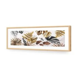 Golden Jungle (Long) -WALL ART DESGIN SALE golden jungle long acrylic glass with border oak frame 90x30cm 131727