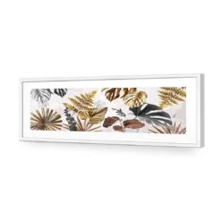 Golden Jungle (Long) -WALL ART DESGIN SALE golden jungle long acrylic glass with border white frame 90x30cm 458026